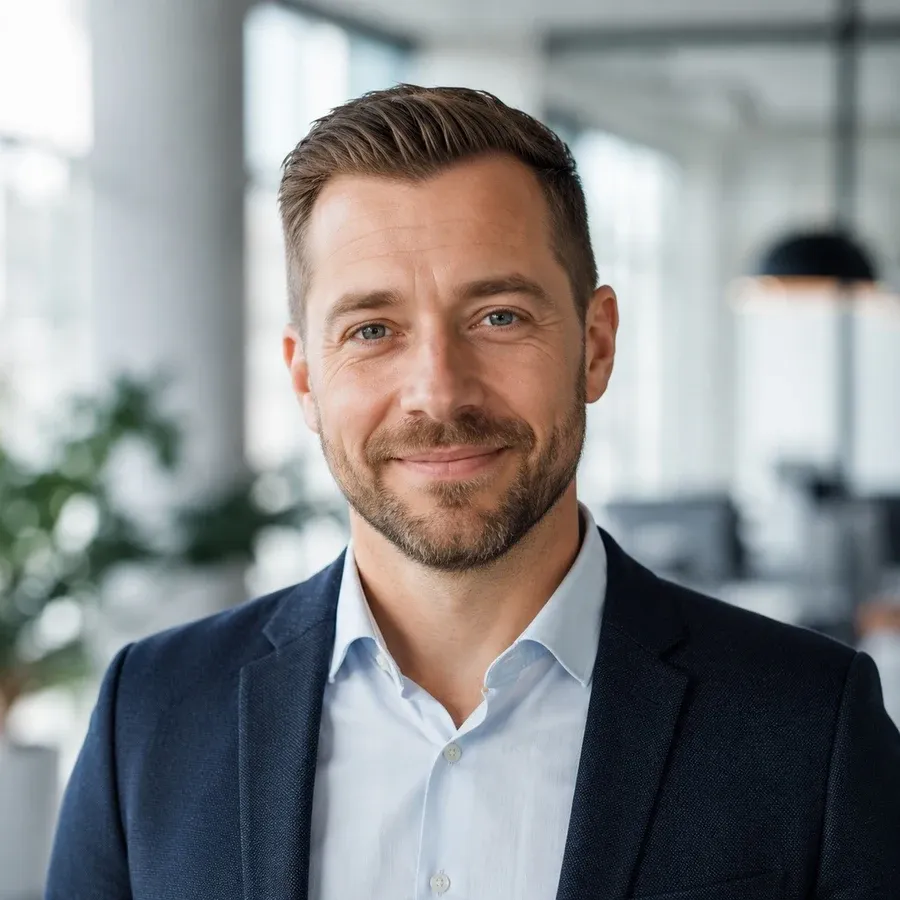 Portræt af Mikkel, AgentFlows specialist i møder, referater og handlinger